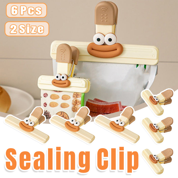 6 Pcs Plastic Bag Sealing Clips ABS Rubber 2 Sizes