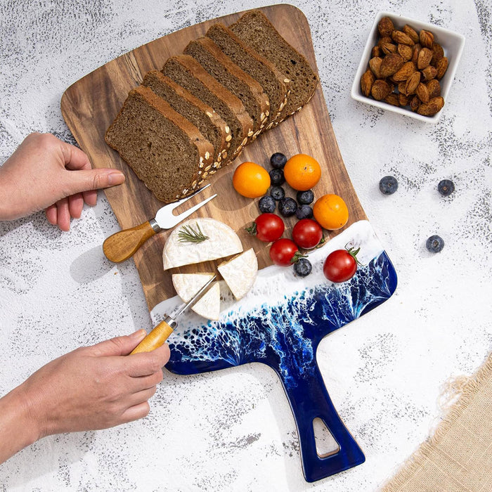 Wave Cutting Board Wood With Resin Coating Handle 36cm