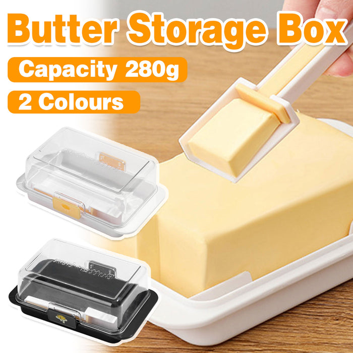 Butter Storage Box with Spoon Airtight Grid PP 280g