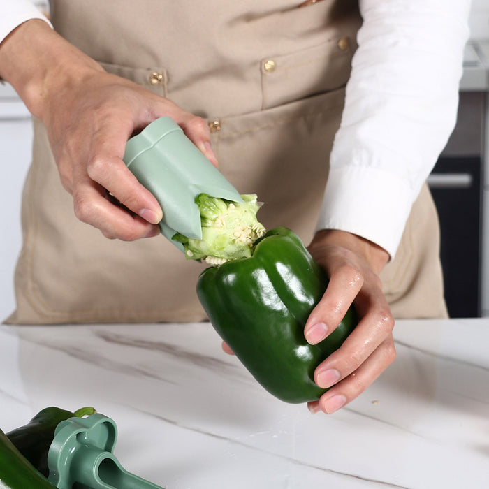 ABS Pepper Seed Remover with 2 in 1 Corer Tool Light Green