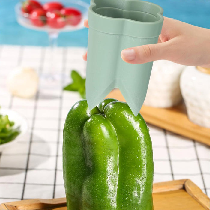 ABS Pepper Seed Remover with 2 in 1 Corer Tool Light Green