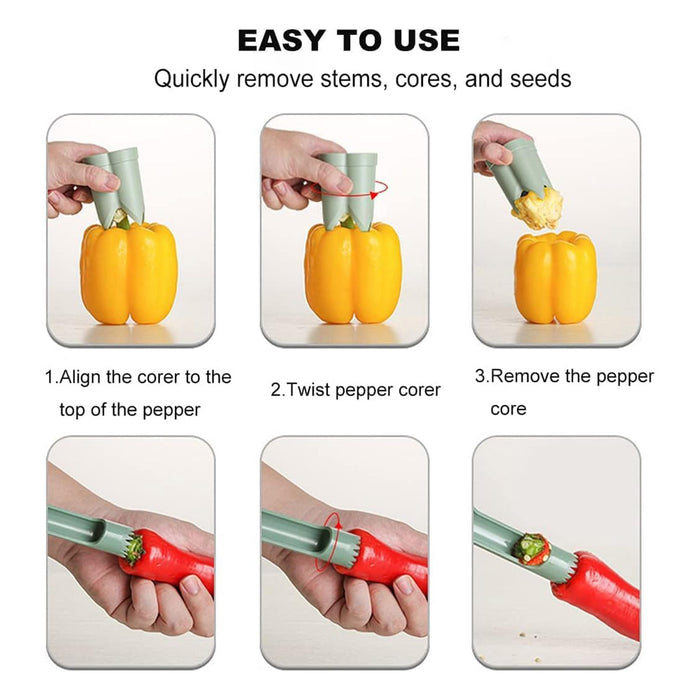 ABS Pepper Seed Remover with 2 in 1 Corer Tool Light Green