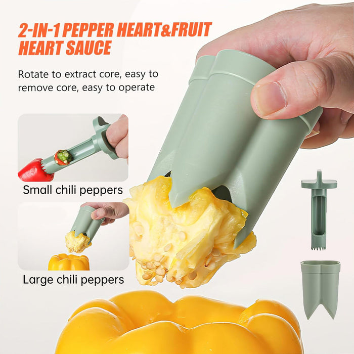 ABS Pepper Seed Remover with 2 in 1 Corer Tool Light Green