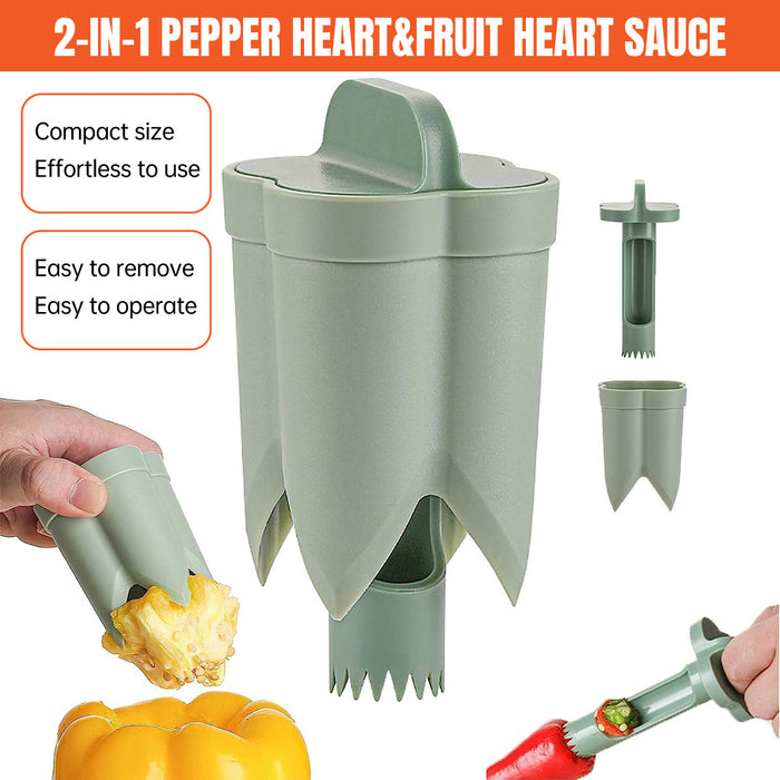 ABS Pepper Seed Remover with 2 in 1 Corer Tool Light Green