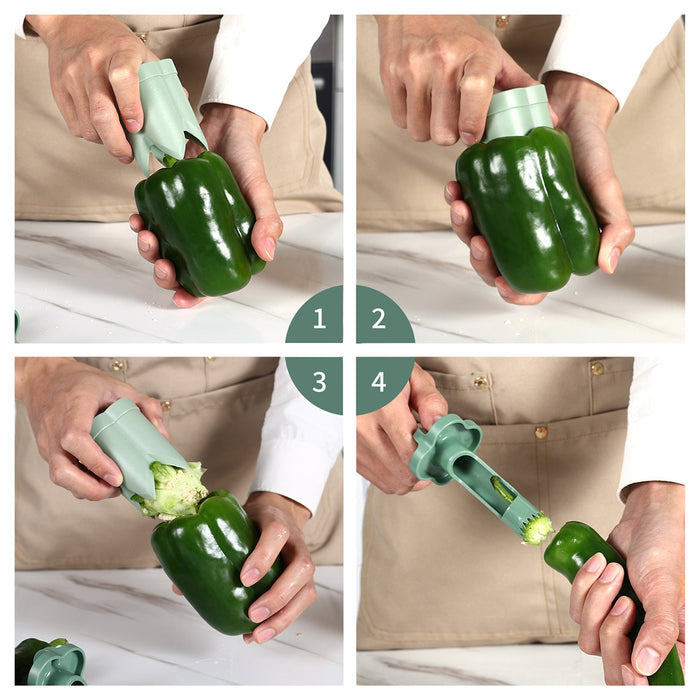 ABS Pepper Seed Remover with 2 in 1 Corer Tool Light Green