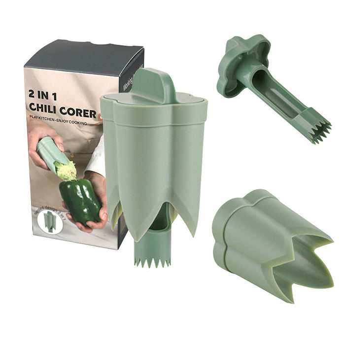 ABS Pepper Seed Remover with 2 in 1 Corer Tool Light Green