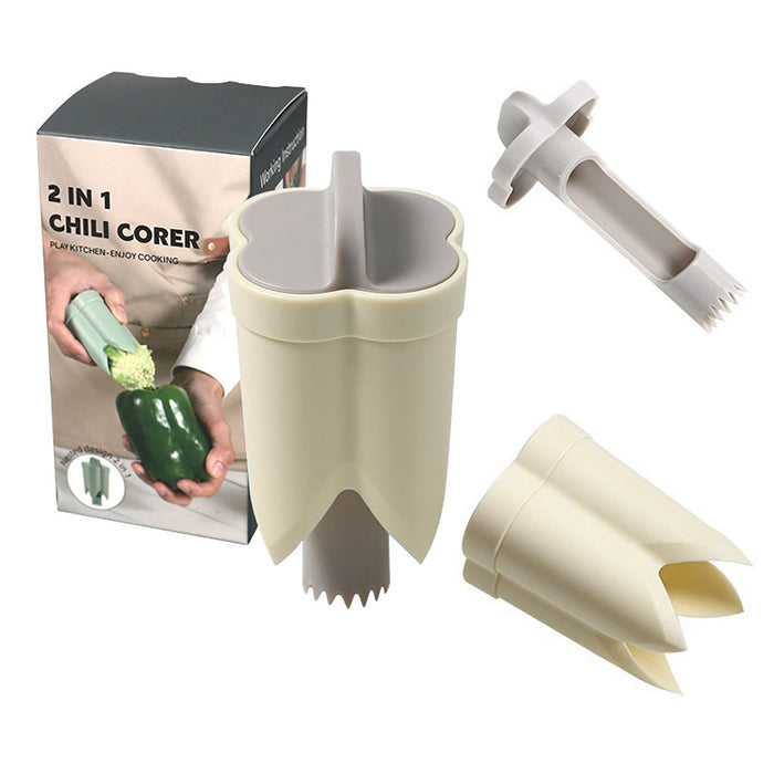 ABS Pepper Seed Remover with 2 in 1 Corer Tool Light Green