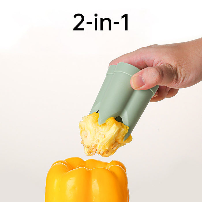 ABS Pepper Seed Remover with 2 in 1 Corer Tool Light Green