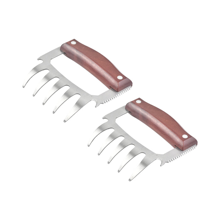 2 Pcs Meat Divider Claws with Wooden Handles 10.5cm