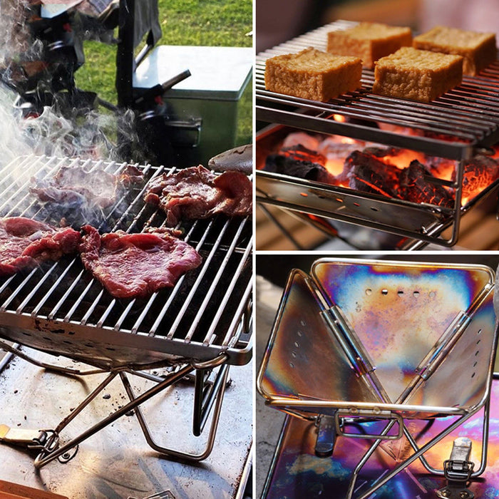 304 Stainless Steel Foldable BBQ Grill with Storage Bag 24.9 x 24 x 21.5 cm