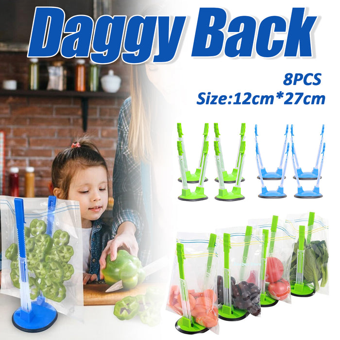 8pcs Adjustable Kitchen Bag Holder Stand Food Storage Organizer