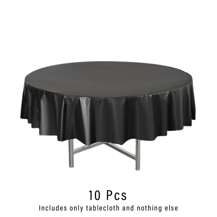 10 Pcs Round PEVA Tablecloths Waterproof Oil-Resistant 213 cm