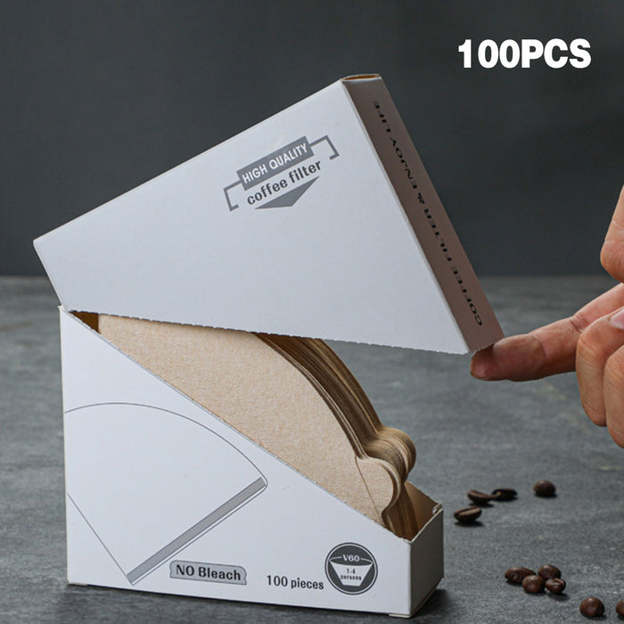 100 Pcs Conical Coffee Filter Paper Virgin Wood Pulp