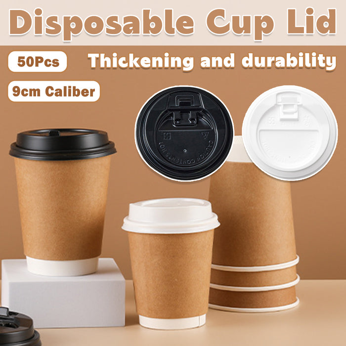 50 Pcs Disposable Coffee Cup Lids Flip-Top 9cm Food Grade