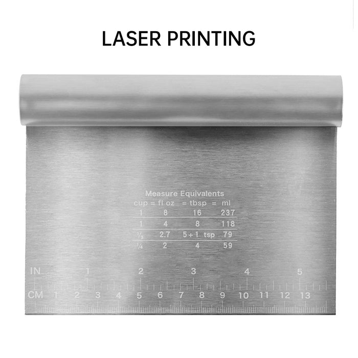 Stainless Steel Dough Cutter with Measurement Markings Silver