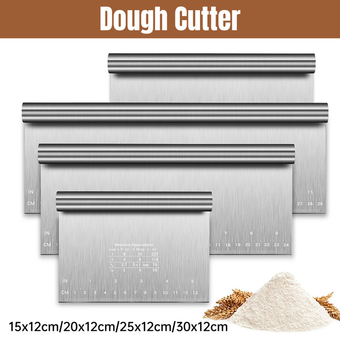 Stainless Steel Dough Cutter with Measurement Markings Silver