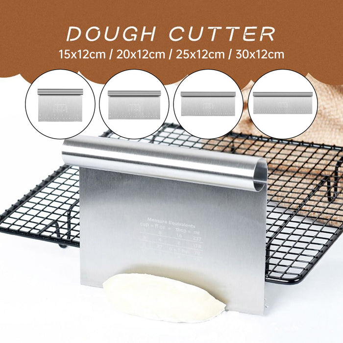 Stainless Steel Dough Cutter with Measurement Markings Silver