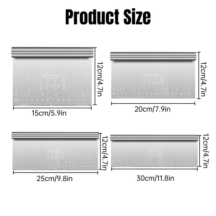 Stainless Steel Dough Cutter with Measurement Markings Silver