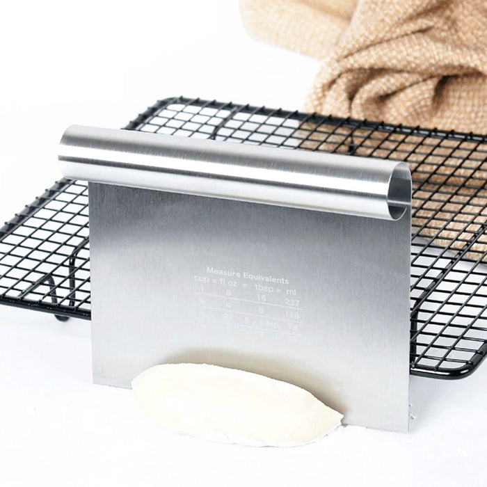 Stainless Steel Dough Cutter with Measurement Markings Silver