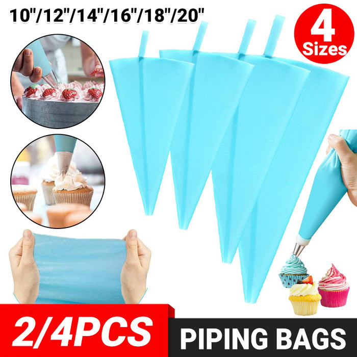 2 Pcs Reusable Silicone Pastry Bags Blue 10 to 20 Inch