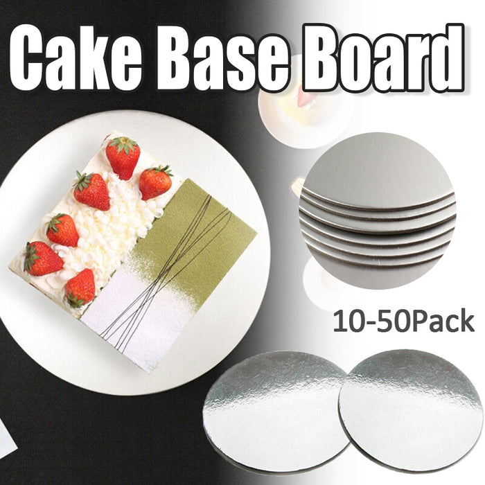 Round Silver Cake Pad Papers 10-inch Sturdy Base
