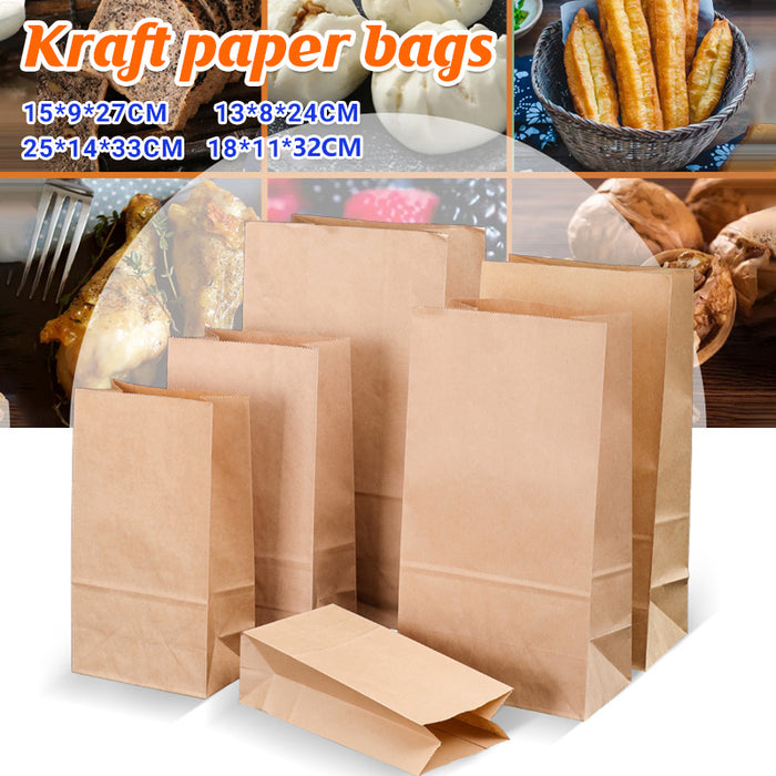 500 Pcs Food Grade Kraft Paper Bags for Bakery and Gift Packaging