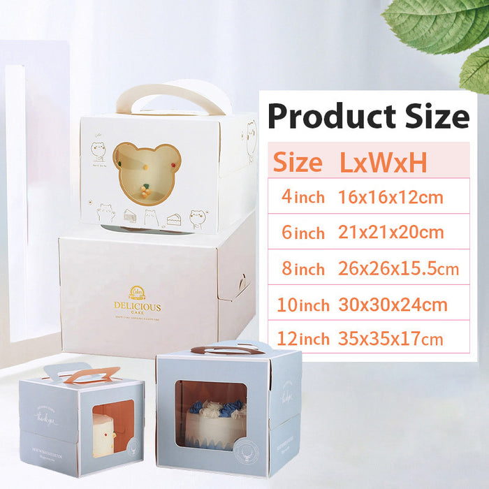 30 Pcs Portable Cake Box with Clear Window and Handle 3 Styles