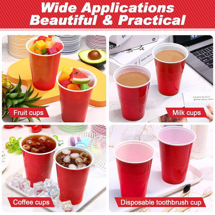 50PCS 16oz Red Plastic Party Cups With Textured Grip