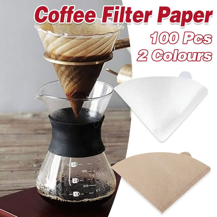 100 Pcs Conical Coffee Filter Paper Virgin Wood Pulp