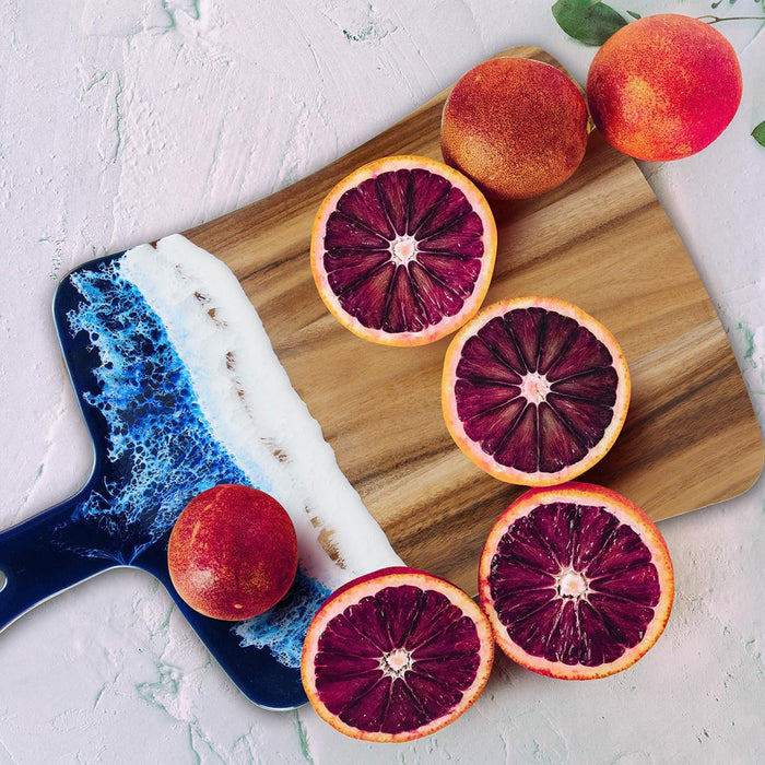 Wave Cutting Board Wood With Resin Coating Handle 36cm