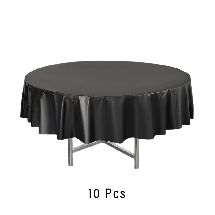 10 Pcs Round PEVA Tablecloths Waterproof Oil-Resistant 213 cm