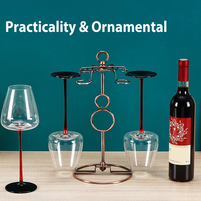 Freestanding Wine Glass Rack Iron Wire Brown for Bar