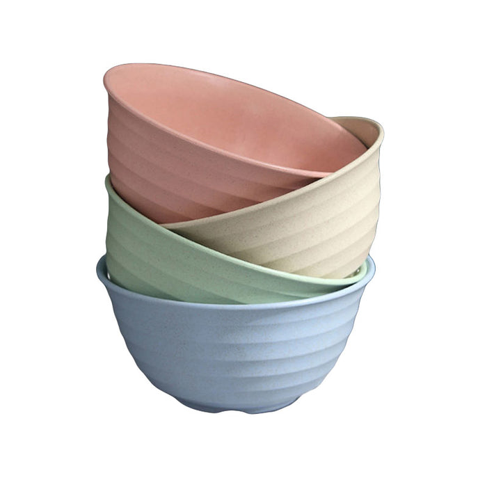 4 Pcs Wheat Straw Rice Bowls 1500ml Assorted Colours