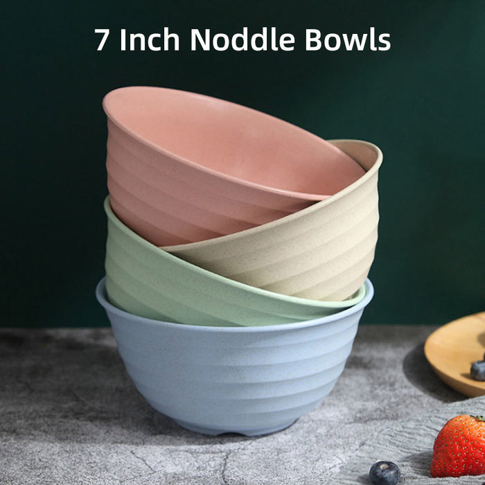 4 Pcs Wheat Straw Rice Bowls 1500ml Assorted Colours