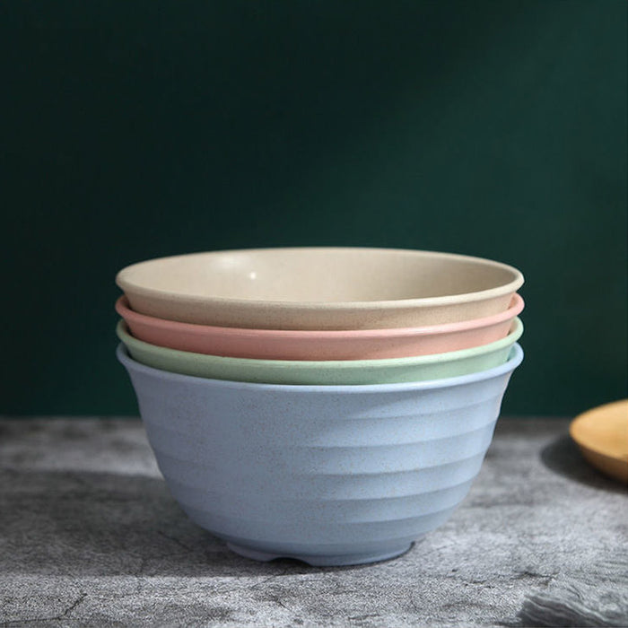 4 Pcs Wheat Straw Rice Bowls 1500ml Assorted Colours