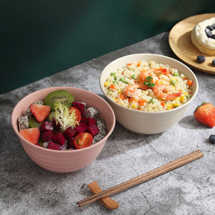 4 Pcs Wheat Straw Rice Bowls 1500ml Assorted Colours