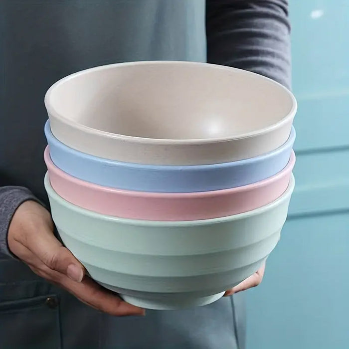 4 Pcs Wheat Straw Rice Bowls 1500ml Assorted Colours