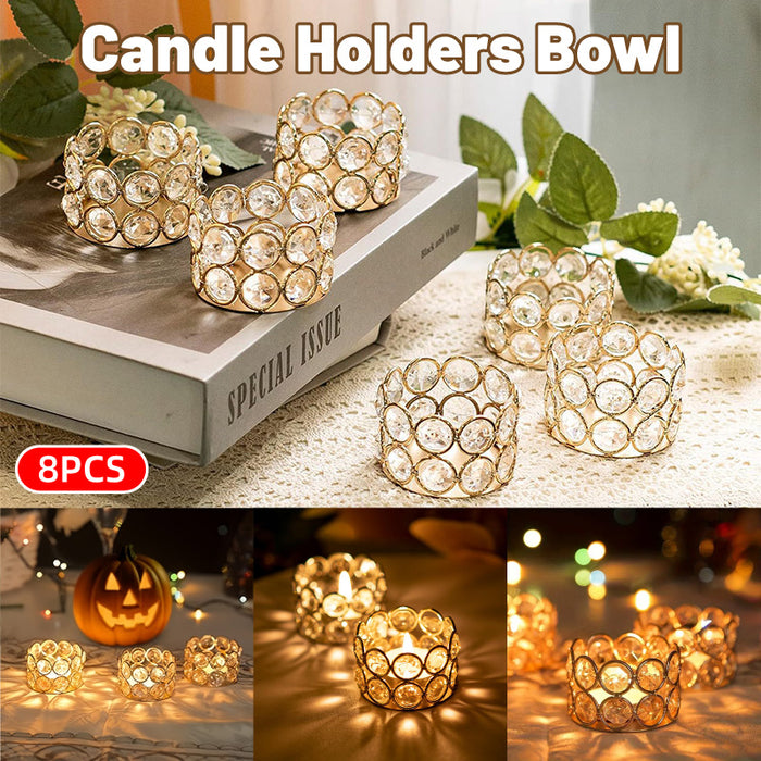 8pcs Gold European Candle Holders for Candlelight Dinner Decorative Candle Cups