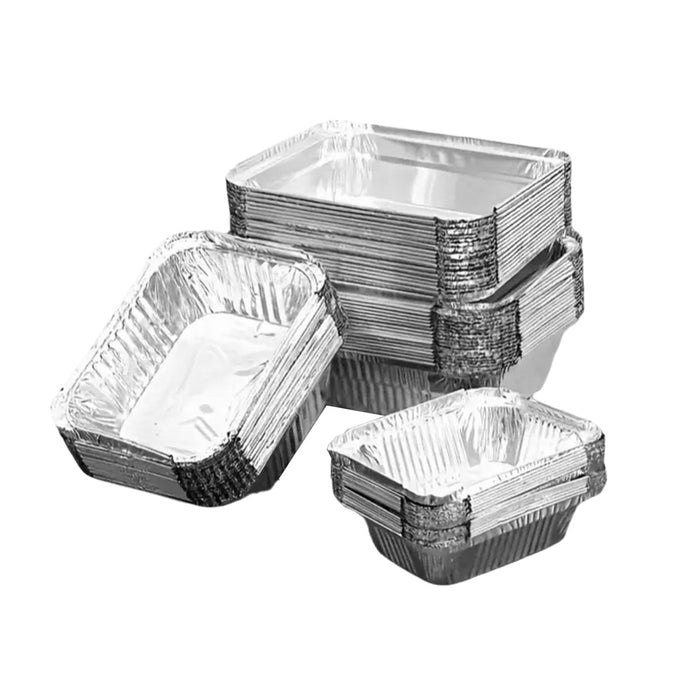 125 Pcs Disposable Tin Foil Pans Quadrate Food Grade for Baking and Grilling