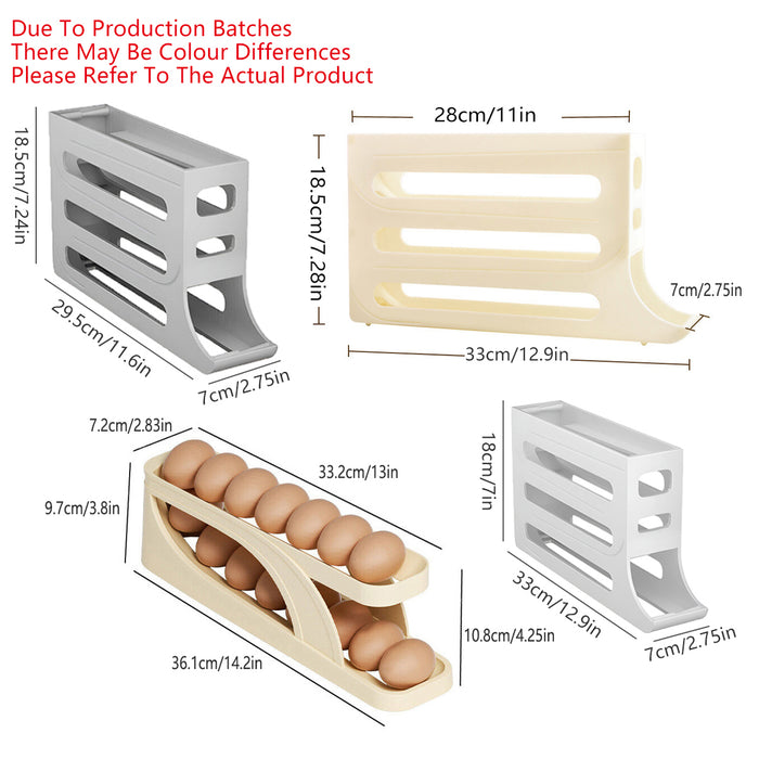 Automatic Scrolling Egg Rack Holder 2-Tier or 4-Tier Space-Saving Egg Storage