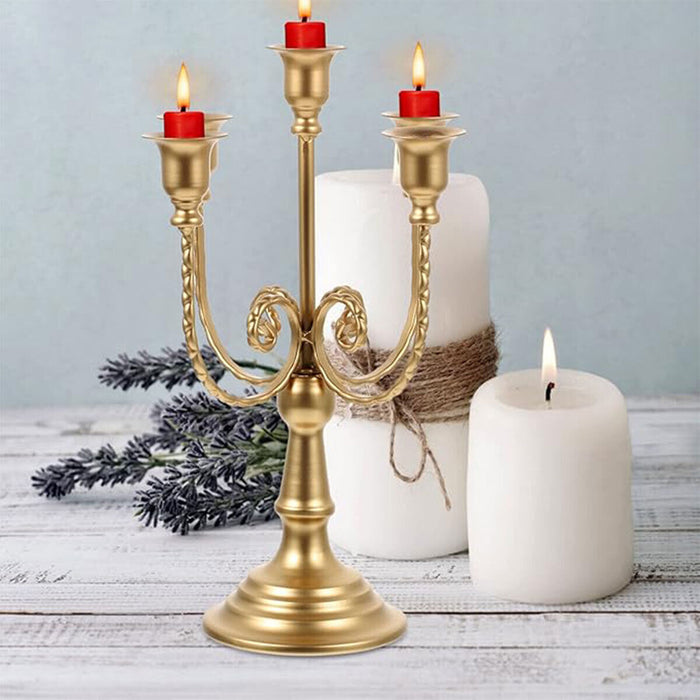 Vintage Metal Candle Holder European Style Gold Stand
