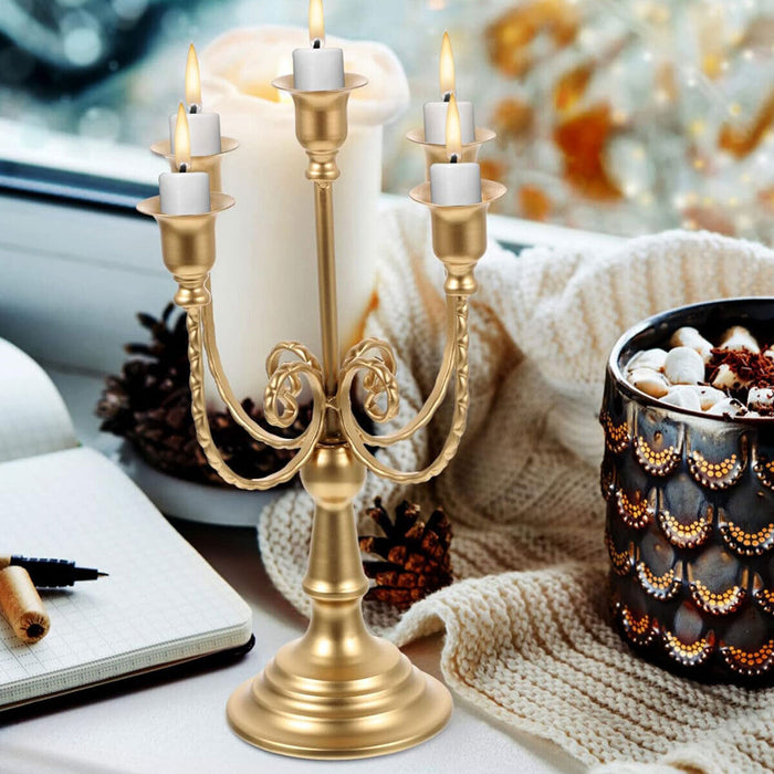 Vintage Metal Candle Holder European Style Gold Stand
