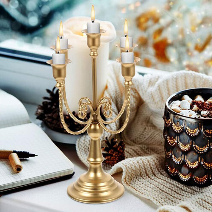 Vintage Metal Candle Holder European Style Gold Stand