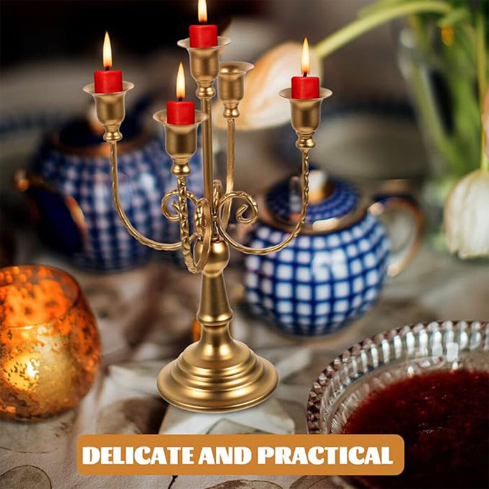 Vintage Metal Candle Holder European Style Gold Stand