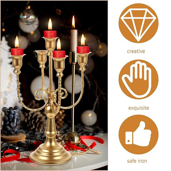 Vintage Metal Candle Holder European Style Gold Stand