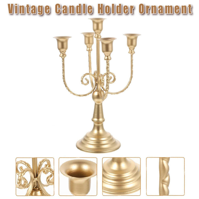 Vintage Metal Candle Holder European Style Gold Stand