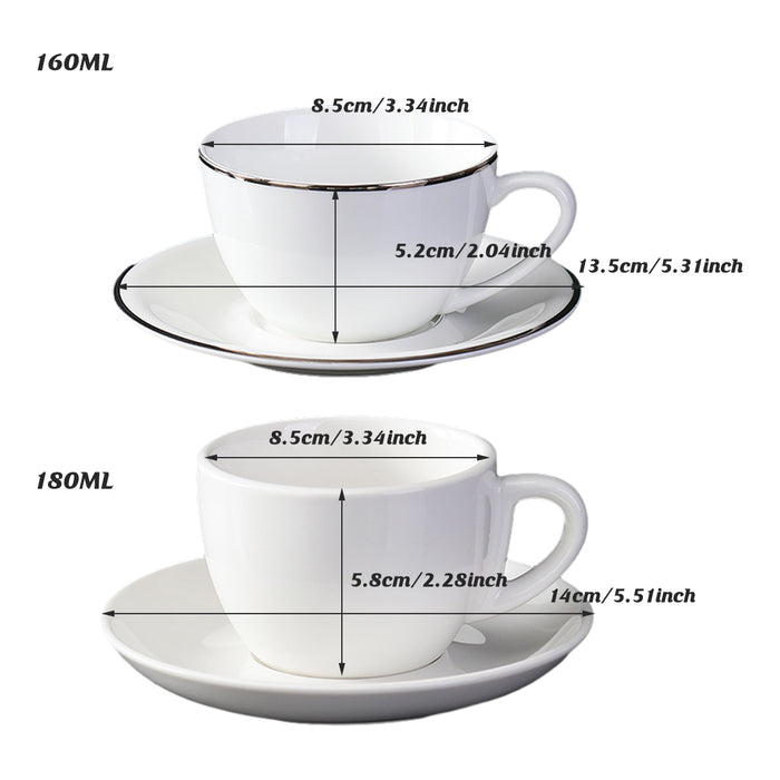6PCS Apricot Ceramic Coffee Cup and Saucer Set for Tea and Coffee