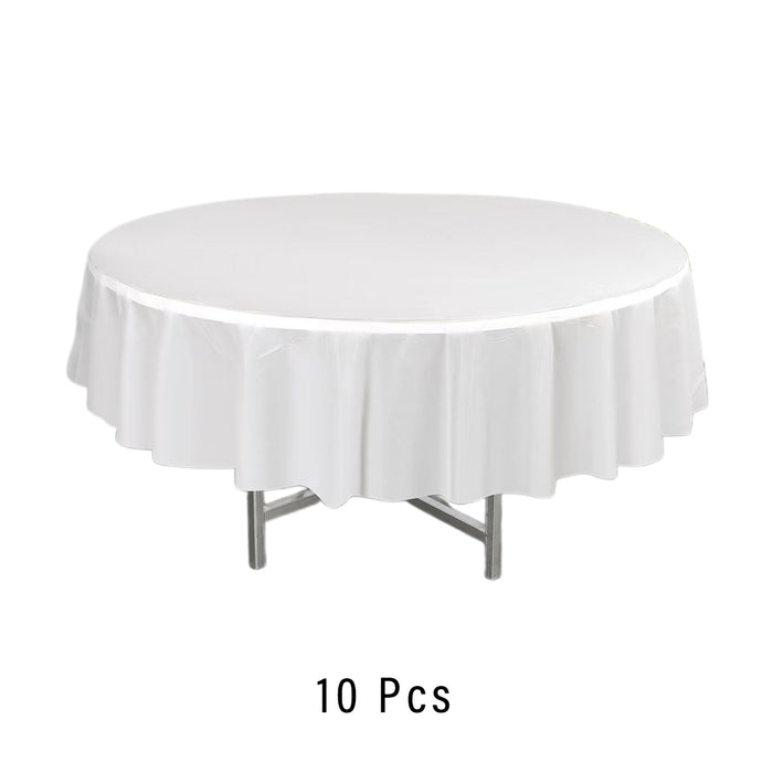 10 Pcs Round PEVA Tablecloths Waterproof Oil-Resistant 213 cm
