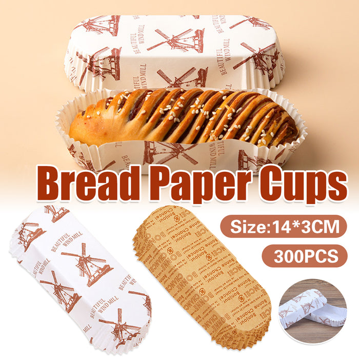 300PCS Bread Paper Cups Food Grade Oil-Proof and High Temperature Resistance