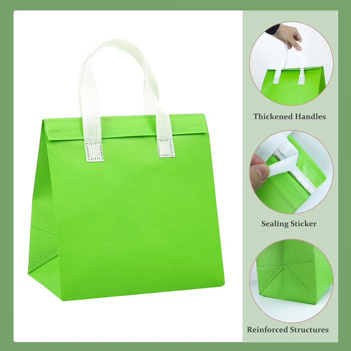 50 Pcs Coffee Takeaway Bags with Handle Self-Adhesive Waterproof in 2 Colors 2 Sizes